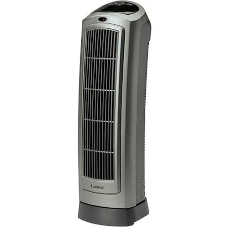 Lasko Lasko 1500W Electric Portable Oscillating Ceramic Space Heater Tower with Digital Display, 5538, Gray 5538